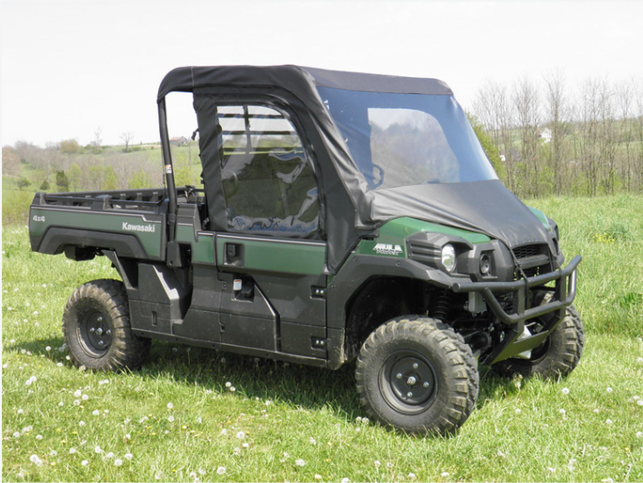 3 Star Kawasaki Mule Pro FX/DX Full Cab Enclosure with Vinyl Windshield Half Doors