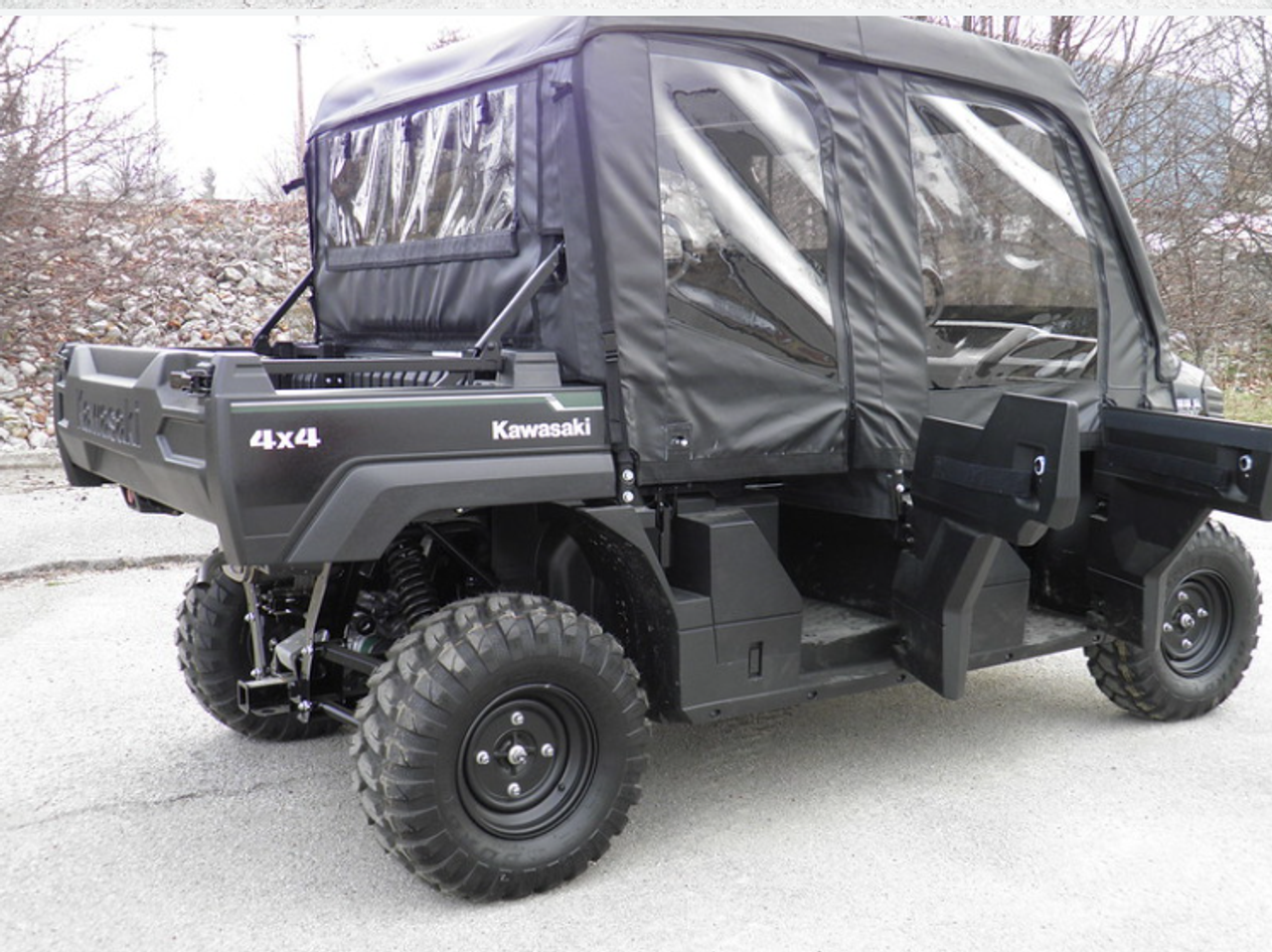 Kawasaki Mule Pro FXT DXT Full Cab Enclosure with Vinyl Windshield Doors and Rear Window