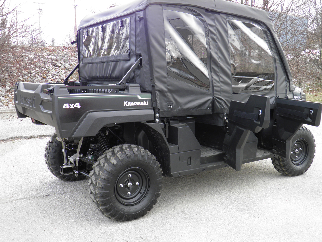 3 Star Kawasaki Mule Pro FXT DXT Full Cab Enclosure for Hard Windshield with Upper Doors