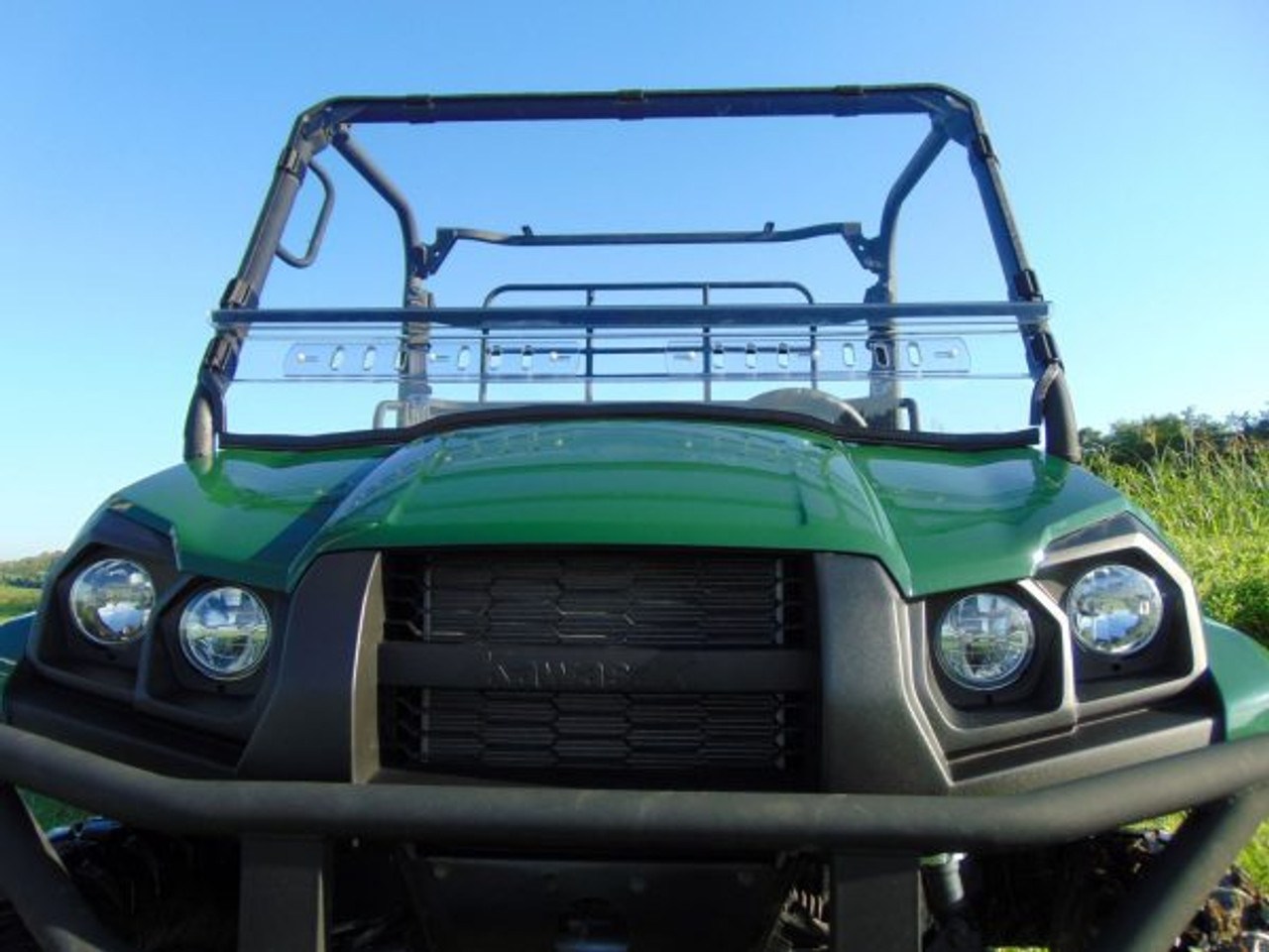 3 Star Kawasaki Mule Pro MX two piece polycarbonate windshield with optional scratch resistance