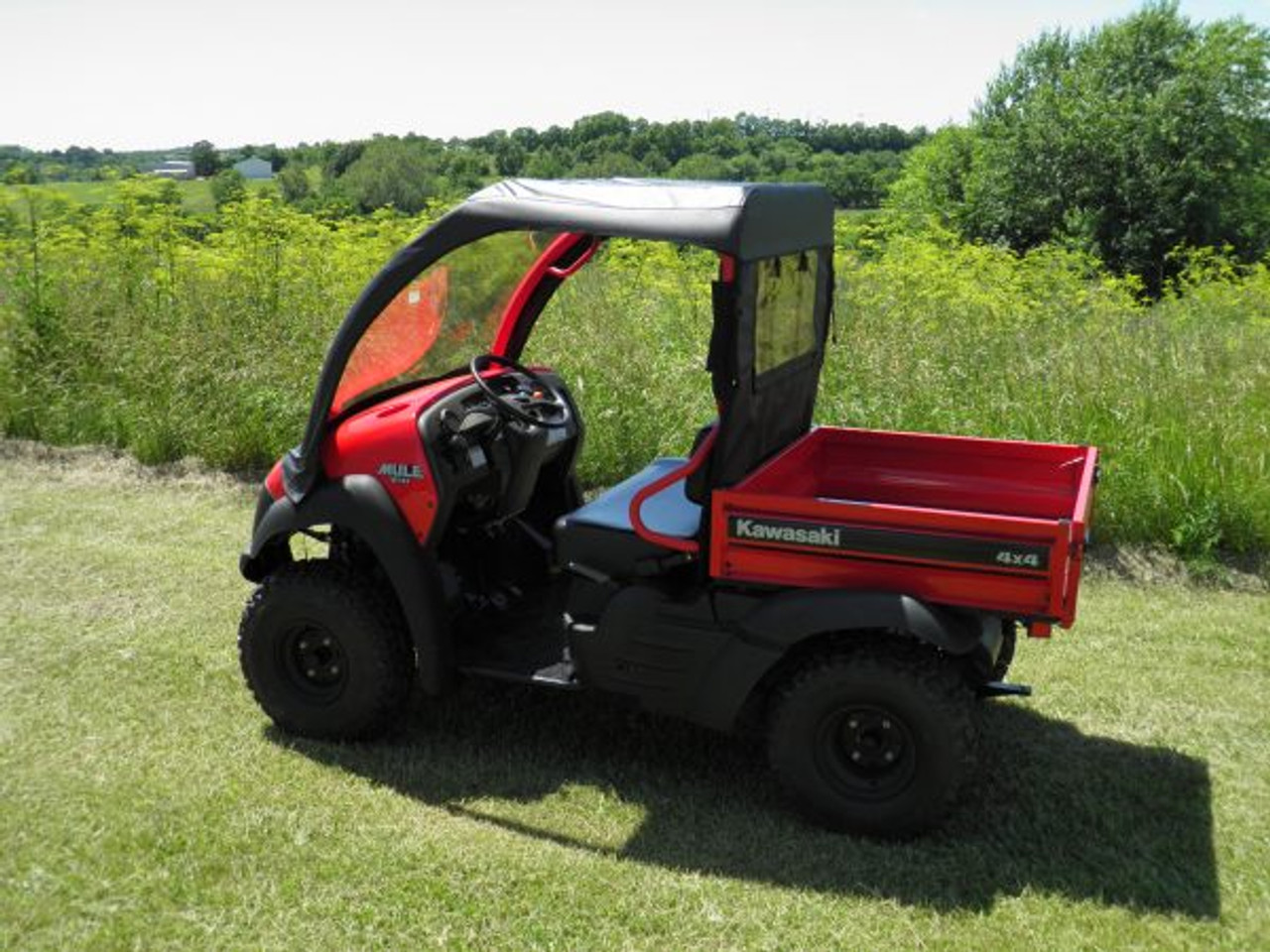 Kawasaki Mule SX Vinyl Windshield Top Rear Window Side View