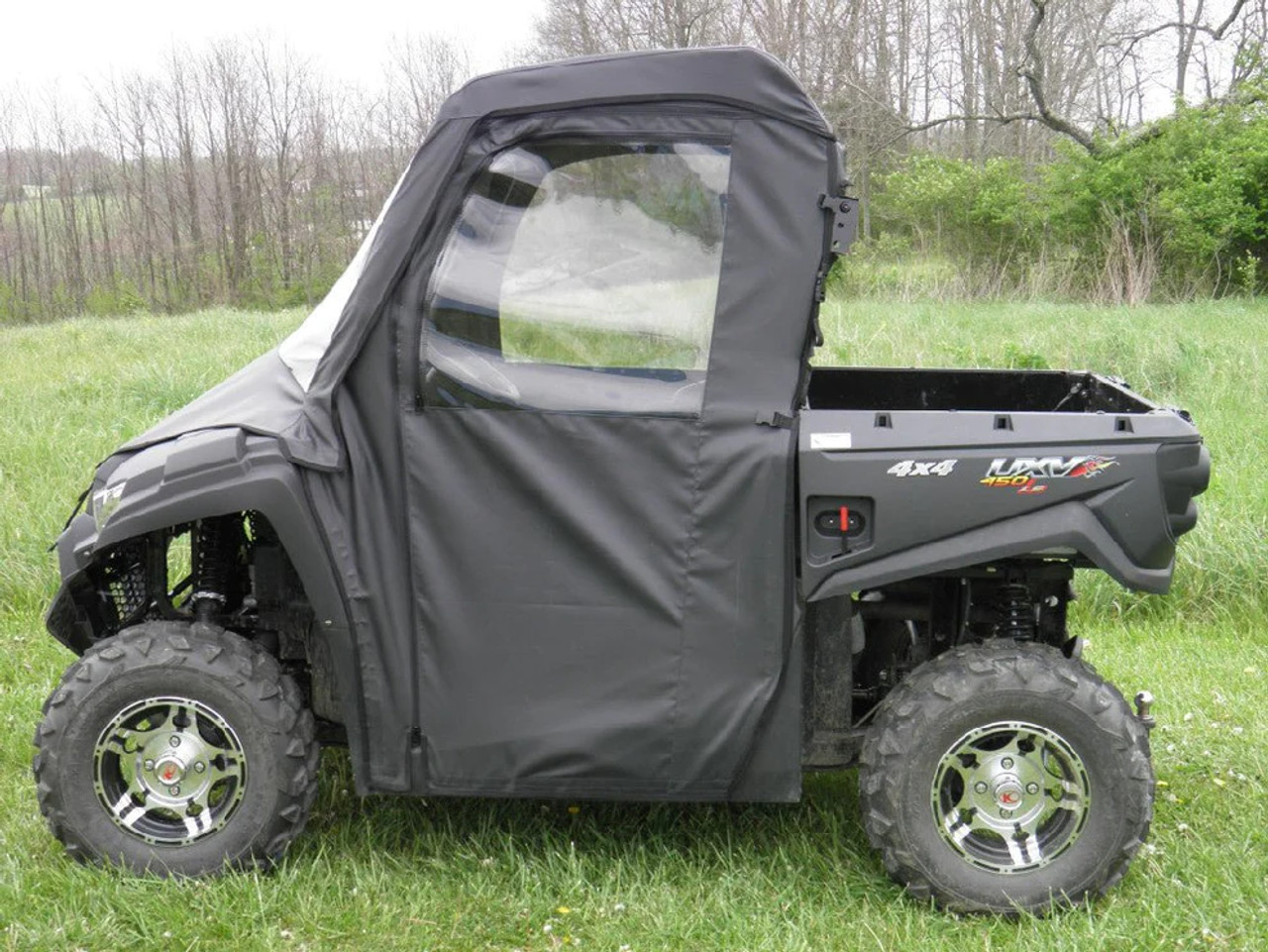 Kymco 700 Full Cab Enclosure with Vinyl Windshield Side View