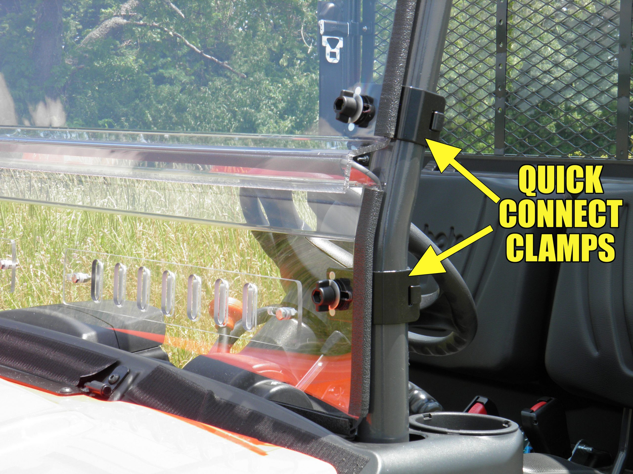 3 Star side x side Polaris Ranger Full-Size 570 Lexan polycarbonate windshield quick connect clamps