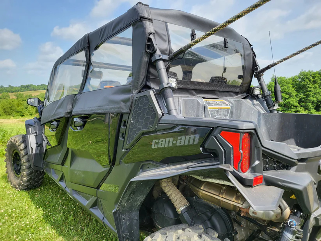 3 Star side x side Can-Am Maverick Sport Max upper doors and rear window rear angle view