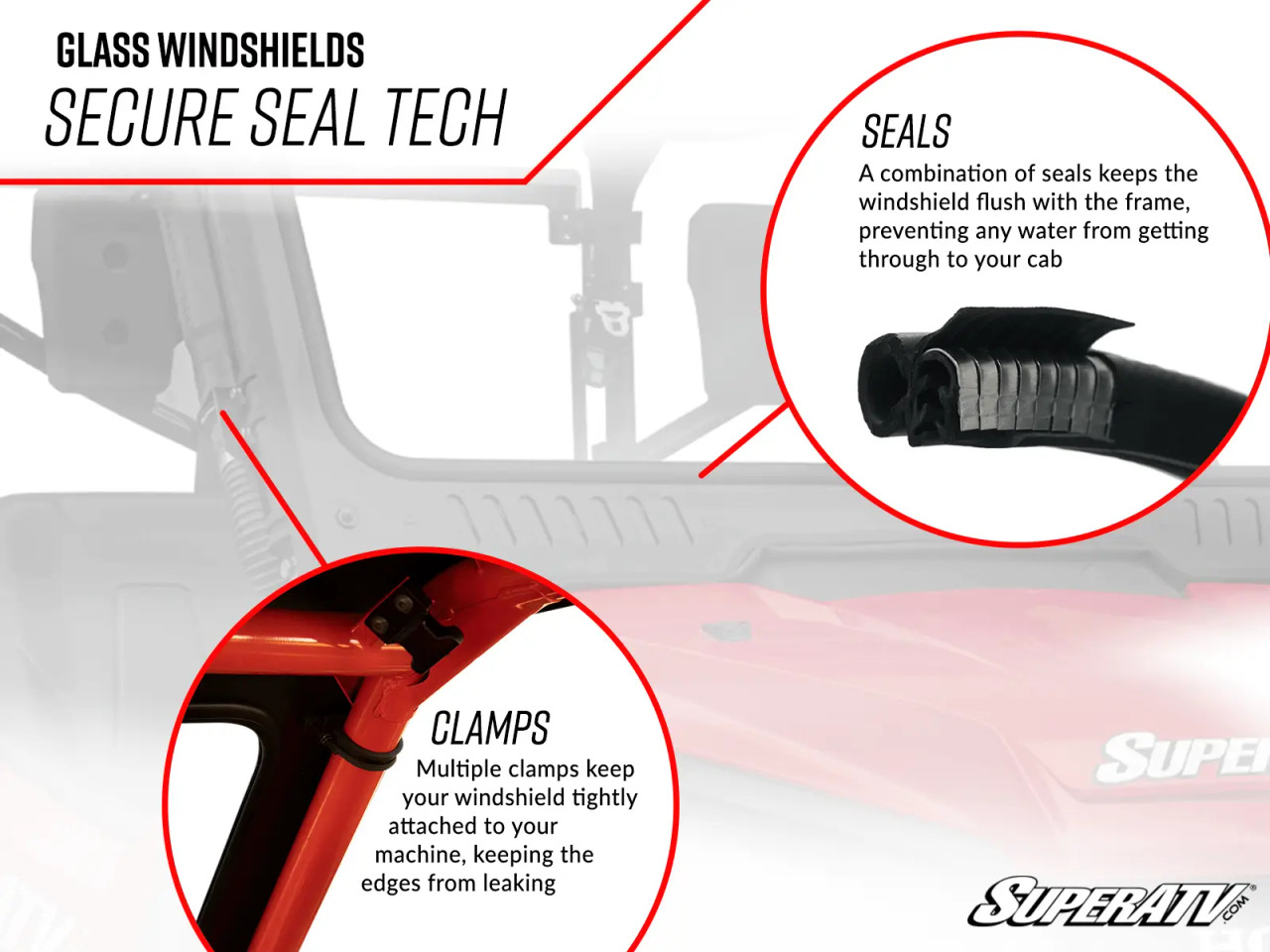 Side X Side UTV Can-Am Defender Glass Windshield w/ Wiper