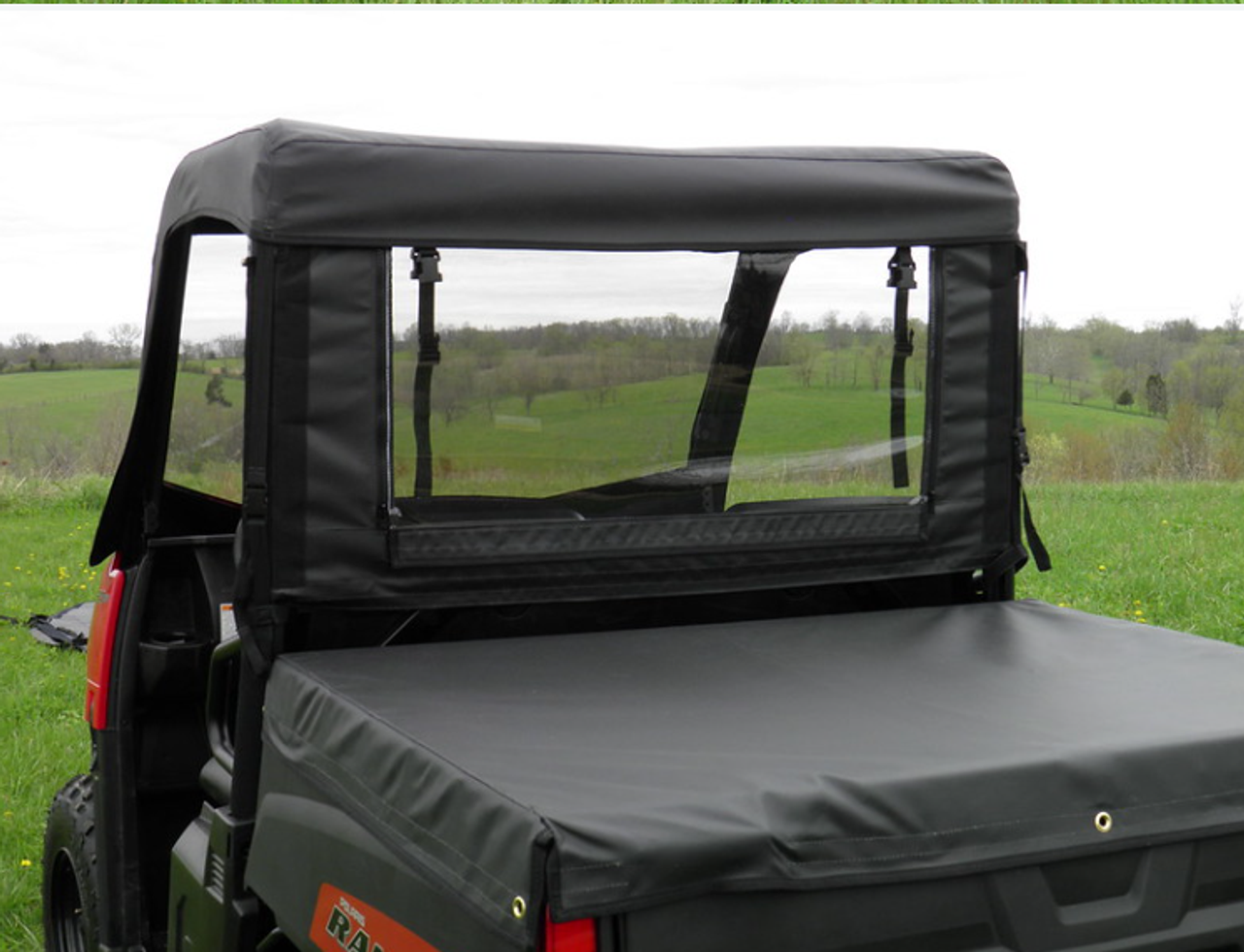 3 Star side x side Polaris Ranger 570 Mid-Size vinyl windshield top and rear window rear view