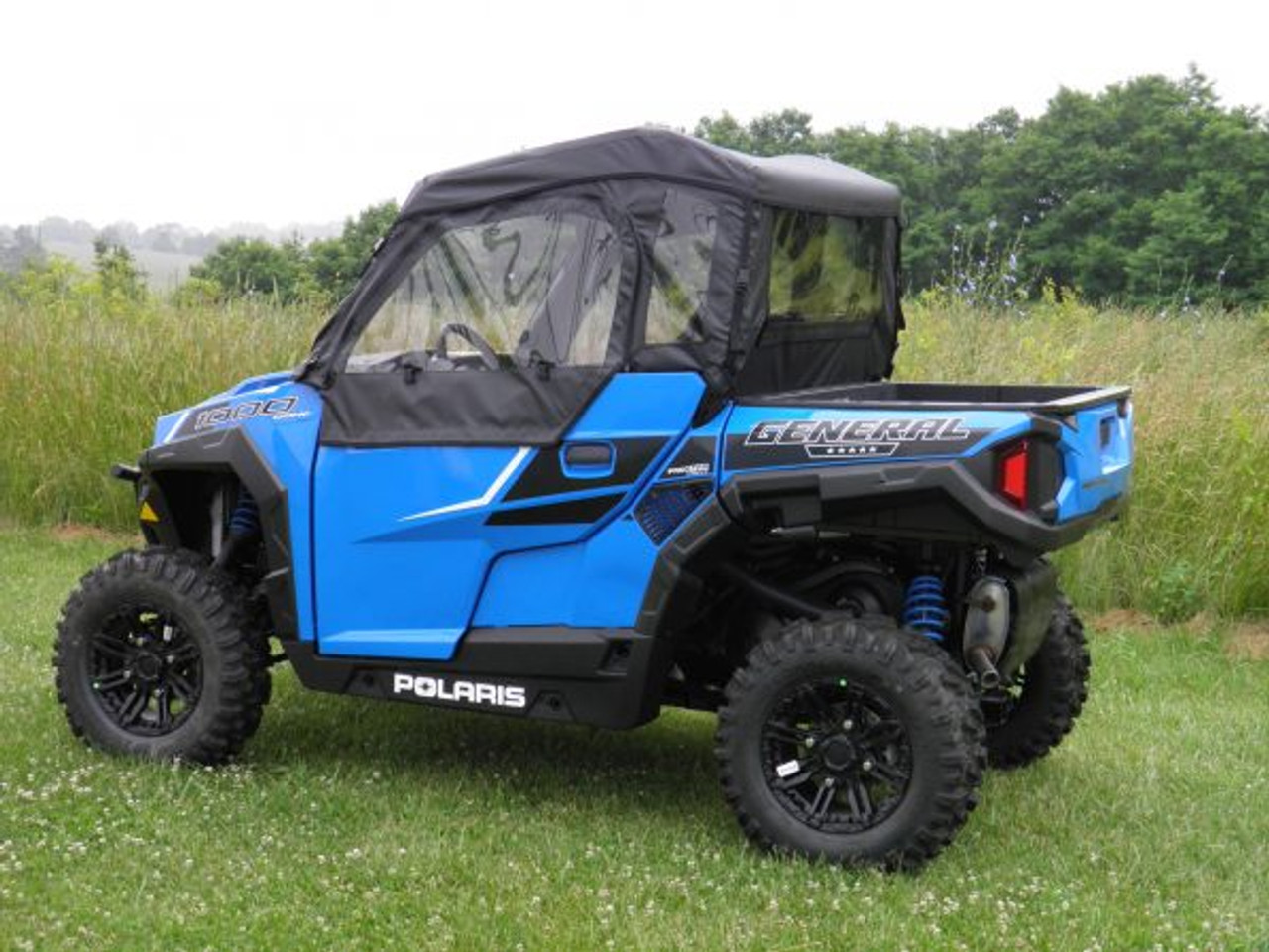 Polaris General soft doors and rear window enclosure side view