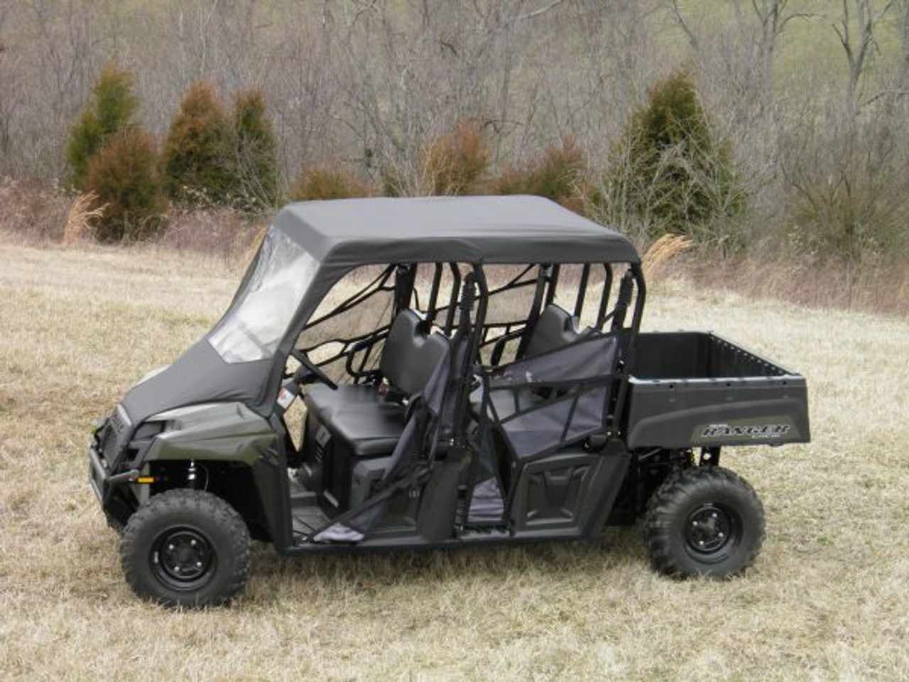 3 Star side x side Polaris Ranger Mid-Size Crew 500/570 vinyl windshield and top side view