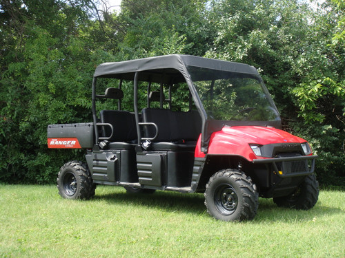 3 Star side x side Polaris Ranger Crew 700 vinyl windshield and top front and side angle view