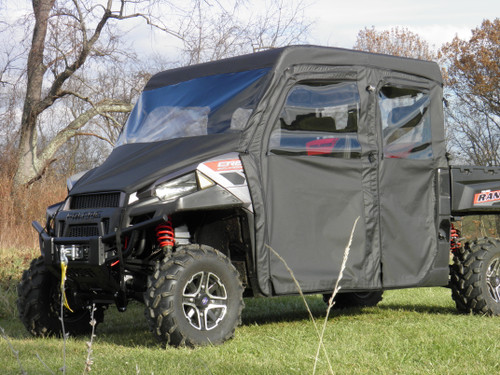 3 Star side x side Polaris Ranger Crew 900, XP900, 900-5, 900-6, 1000, XP1000, XP570-6 full cab enclosure with vinyl windshield side angle view