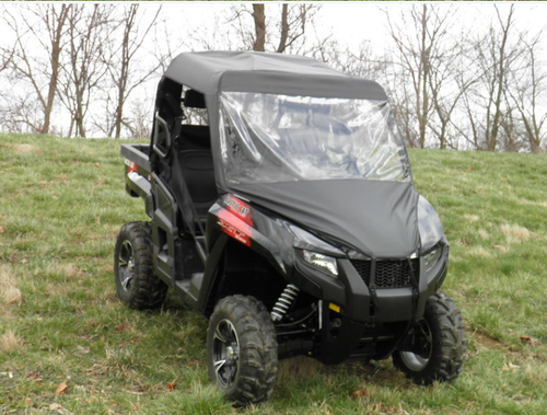 Vinyl windshield, roof and rear window front view