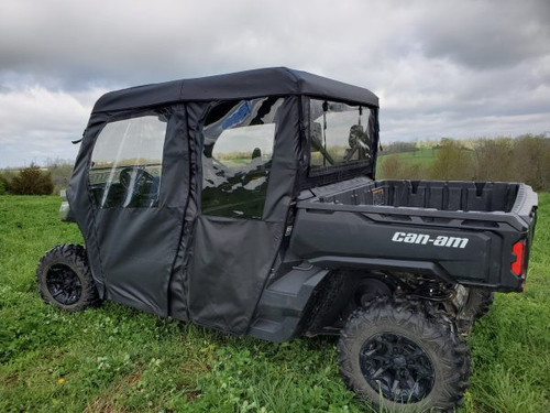 3 Star side x side can-am defender max full doors and rear window side and rear angle view