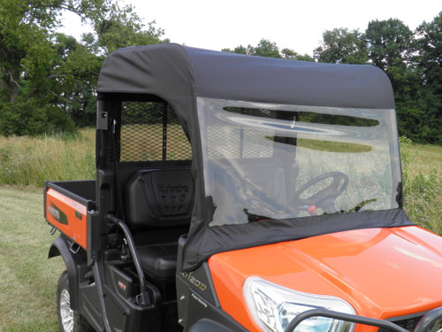 3 Star side x side Kubota RTV X900/X1120 vinyl windshield top and rear window front angle view
