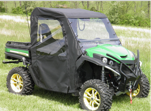 John Deere Gator RSX 850/860 Full Cab Enclosure for Hard Windshield side and front angle view