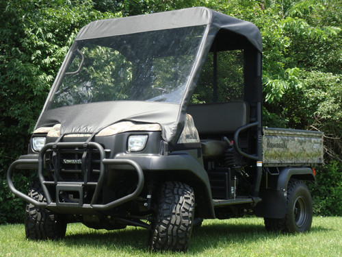 3 Star side x side Kawasaki Mule 3000/3010 vinyl windshield top and rear window front angle view