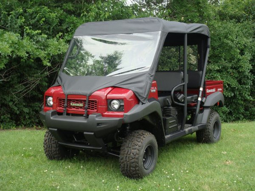 3 Star side x side Kawasaki Mule 4000/4010 trans vinyl windshield top and rear window front view