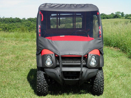 3 Star side x side Kawasaki Mule 600/610 full cab enclosure with vinyl windshield front view