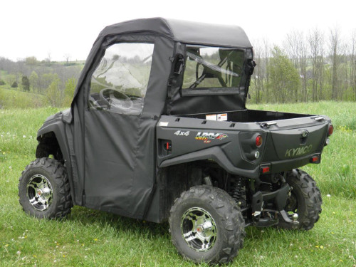 Kymco 700 Full Cab Enclosure with Vinyl Windshield Rear Corner View