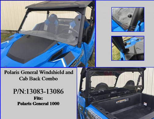 Side X Side UTV Polaris General Roof/Windshield/Rear Window Combo