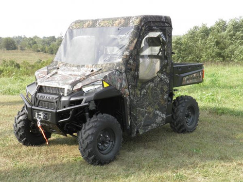 3 Star side x side Polaris Ranger XP900 570 XP570 XP1000 1000 soft full cab enclosure with vinyl windshield front and side angle view