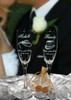 Wedding Flutes with Top Hat and Ladies Fascinator Personalized and Dated