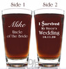 I survived my niece's wedding beer glass by Design Imagery Engraving