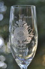 Sunflower art engraved on Champagne Flutes by Design Imagery Engraving