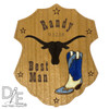 Ring Security Wedding Badge Wood Inlay Cowboy Boot and Texas Longhorn