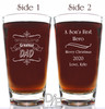 A Son's First Hero Pilsner Dad Christmas Gift Glass by Design Imagery Engraving