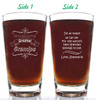 World's Greatest Grandpa Beer Glass 14oz 2 Side Engraved Beer Glass