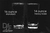 14oz Heavy Base Beer glass compared to a standard 16 ounce glass