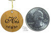Closeup of His Charm compared to a Quarter by Design Imagery Engraving