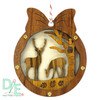 Wooden Deer in Forest Ornament with White Curly Maple Backdrop by Design Imagery Engraving