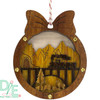 Christmas Train in Mountains Ornament handcrafted from fine woods by Design Imagery Engraving