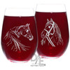 Horses Wine Glasses Set of 2 Stemmed or Stemless