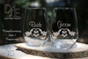 Bride Goom Damask wine Glass Set by Design Imagery Engraving