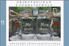 Mr and Mrs Mason Jars with choice of wood charms in a Fun Block Font