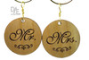 Mr and Mrs Mason Jars with choice of wood charms in a Contemporary Script Font