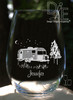 Camper under Night Sky wine glass personalized by Design Imagery Engraving