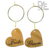 Bride and Groom Wine Glass Charms Hearts with Hand Wire Wrapped Attachment Full View by Design Imagery Engraving