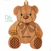 Wooden Teddy Bear Ornament made from Solid Cherrywood, Personalized and Dated.  Hand Sanded and Finished with Clear Coat