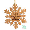 Wooden Snowflake Ornament Personalized and Dated, made from Solid Cherrywood, Hand Sanded then finished with clearcoat