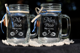 Tropical Fish Mr and Mrs Mason Jars | Personalized | Cherrywood Charms