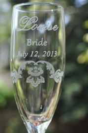 Damask art on Champagne Flute by Design Imagery Engraving