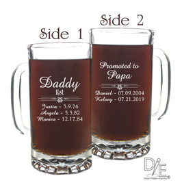 Daddy Promoted to Papa Beer Mug by Design Imagery Engraving