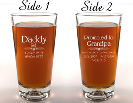 Gift Beer Glass Basketball Base Personalized - Dad Est - Promoted to Grandpa with Kid's Birthdates