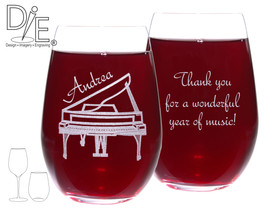Piano Wine Personalized Glass by Design Imagery Engraving