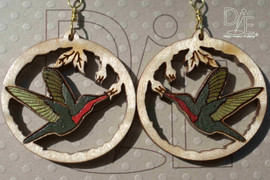 Hummingbird wood inlay set in Curly Maple Wood with 14K Gold Filled Wires