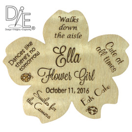 Flower Girl Brooch made from Solid Curly Maple by Design Imagery Engraving