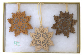 Set of 3 Dove Ornaments - Cherrywood, Maple and Black Walnut by Design Imagery Engraving